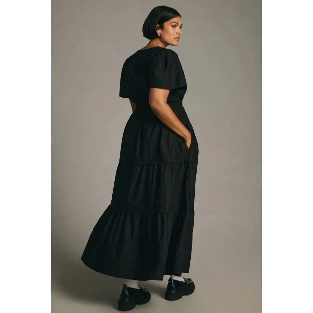 by ANTHROPOLIGIE The Somerset Maxi Dress, Black, Sz L - Picture 10 of 12